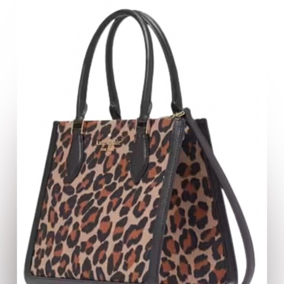 Kate Spade Ellie Spotted Leopard Canvas Small Tote Crossbody 🖤🤎 - Picture 2 of 7
